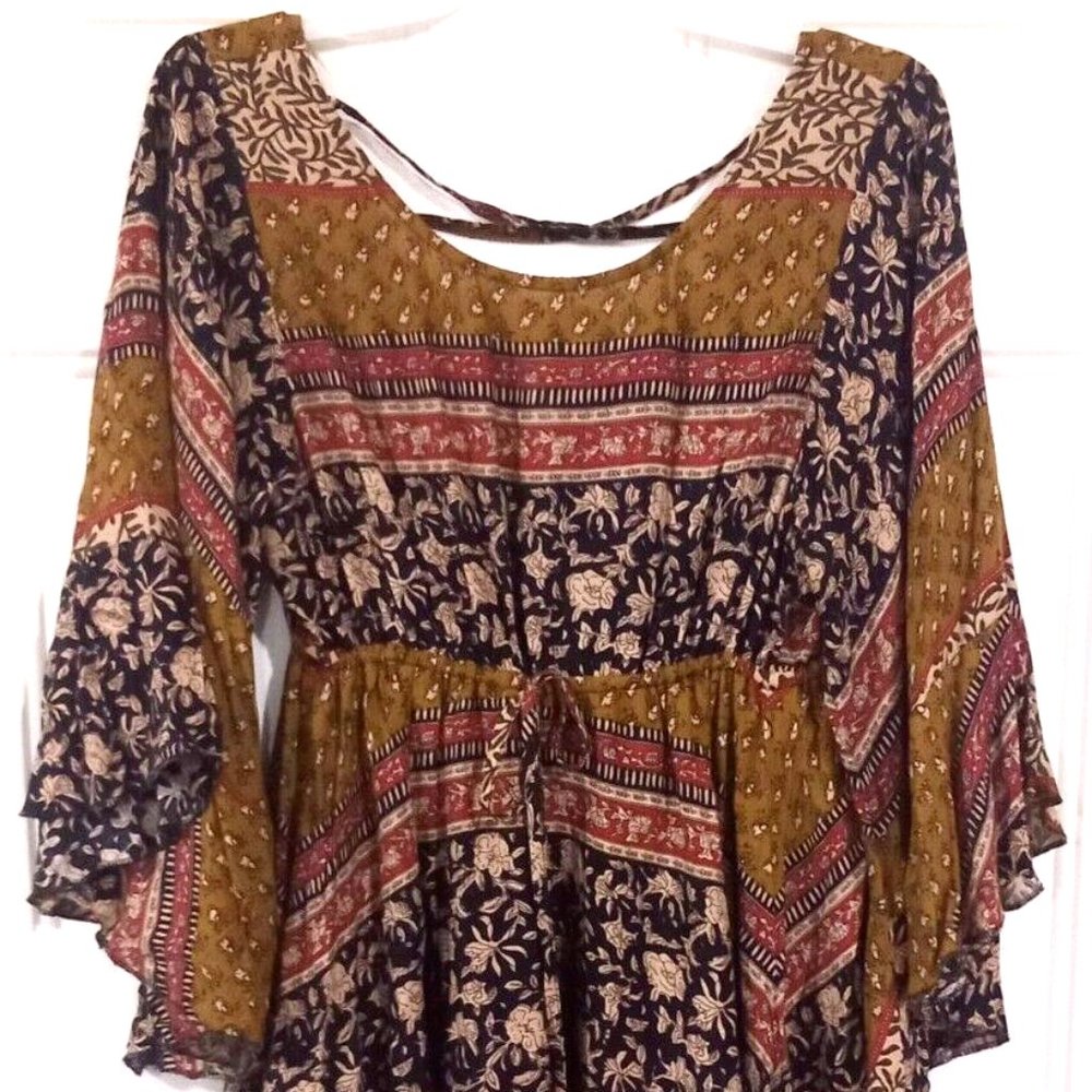 Jodifl Women's Boho 3/4 Flutter Sleeve Dress